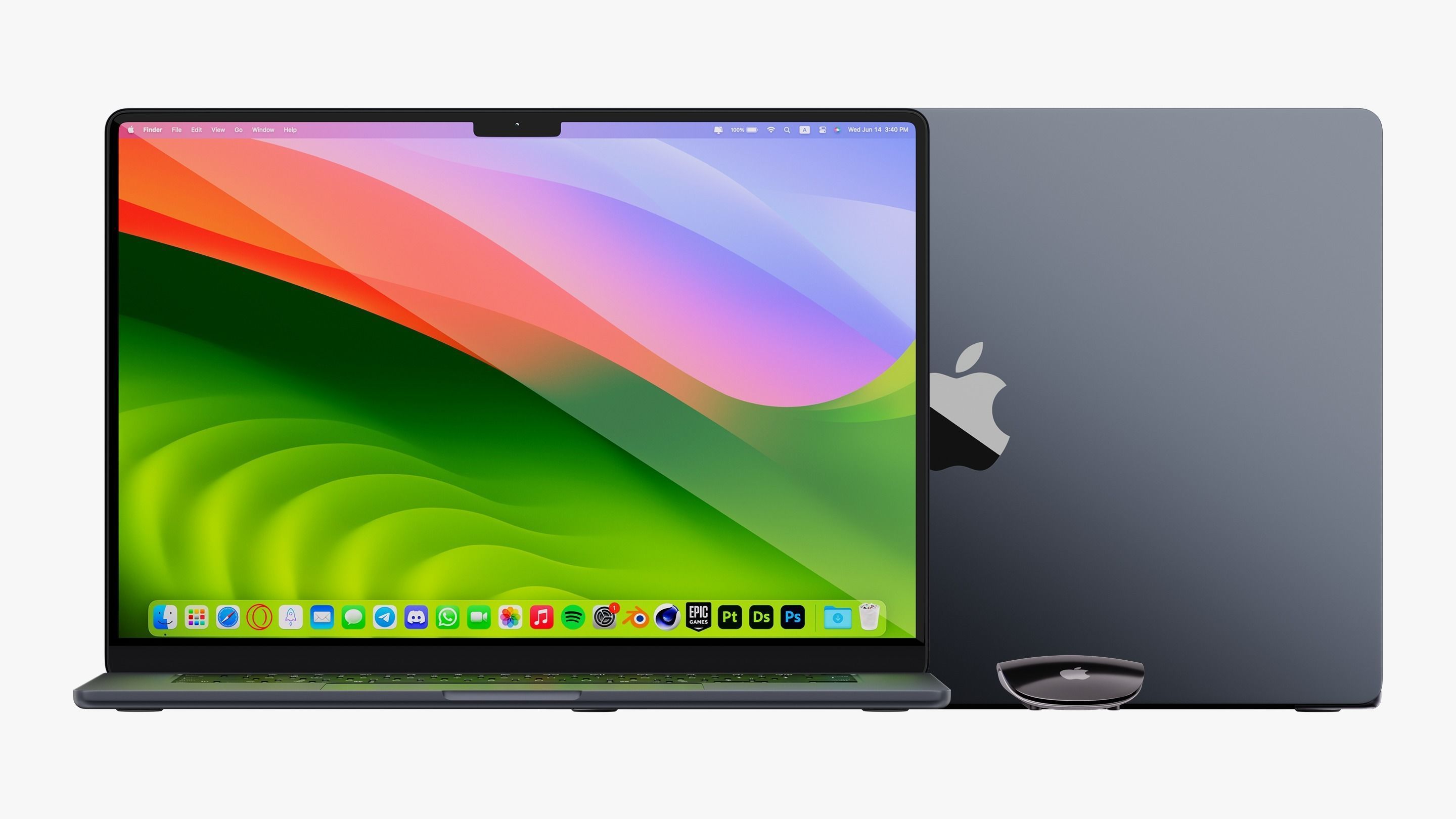 Apple MacBook Air 15 inch Midnight 2023 With Magic Mouse 3D model_6