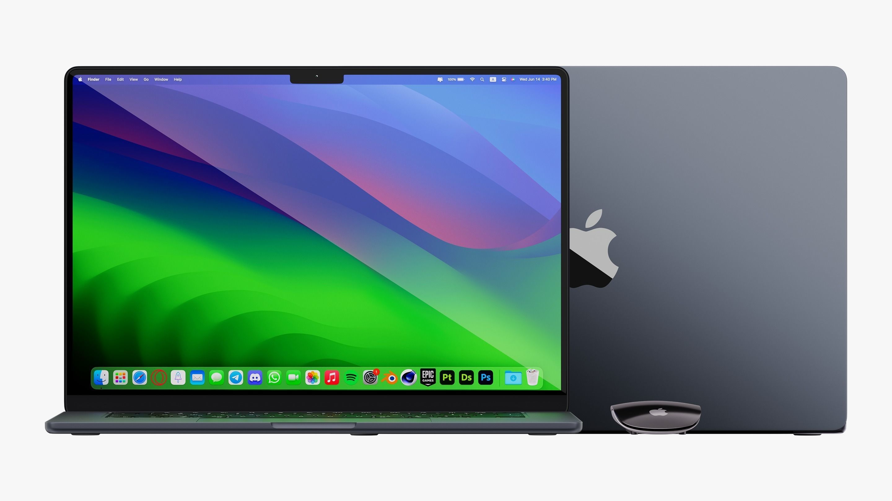 Apple MacBook Air 15 inch Midnight 2023 With Magic Mouse 3D model_7