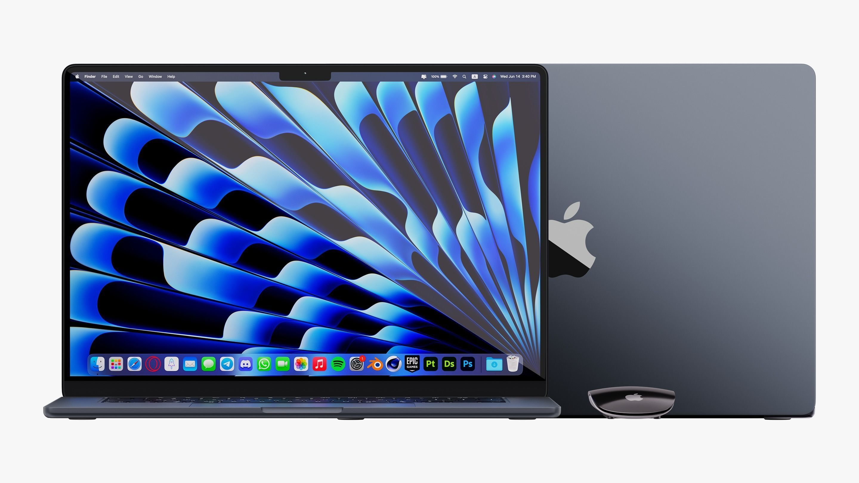 Apple MacBook Air 15 inch Midnight 2023 With Magic Mouse 3D model_5