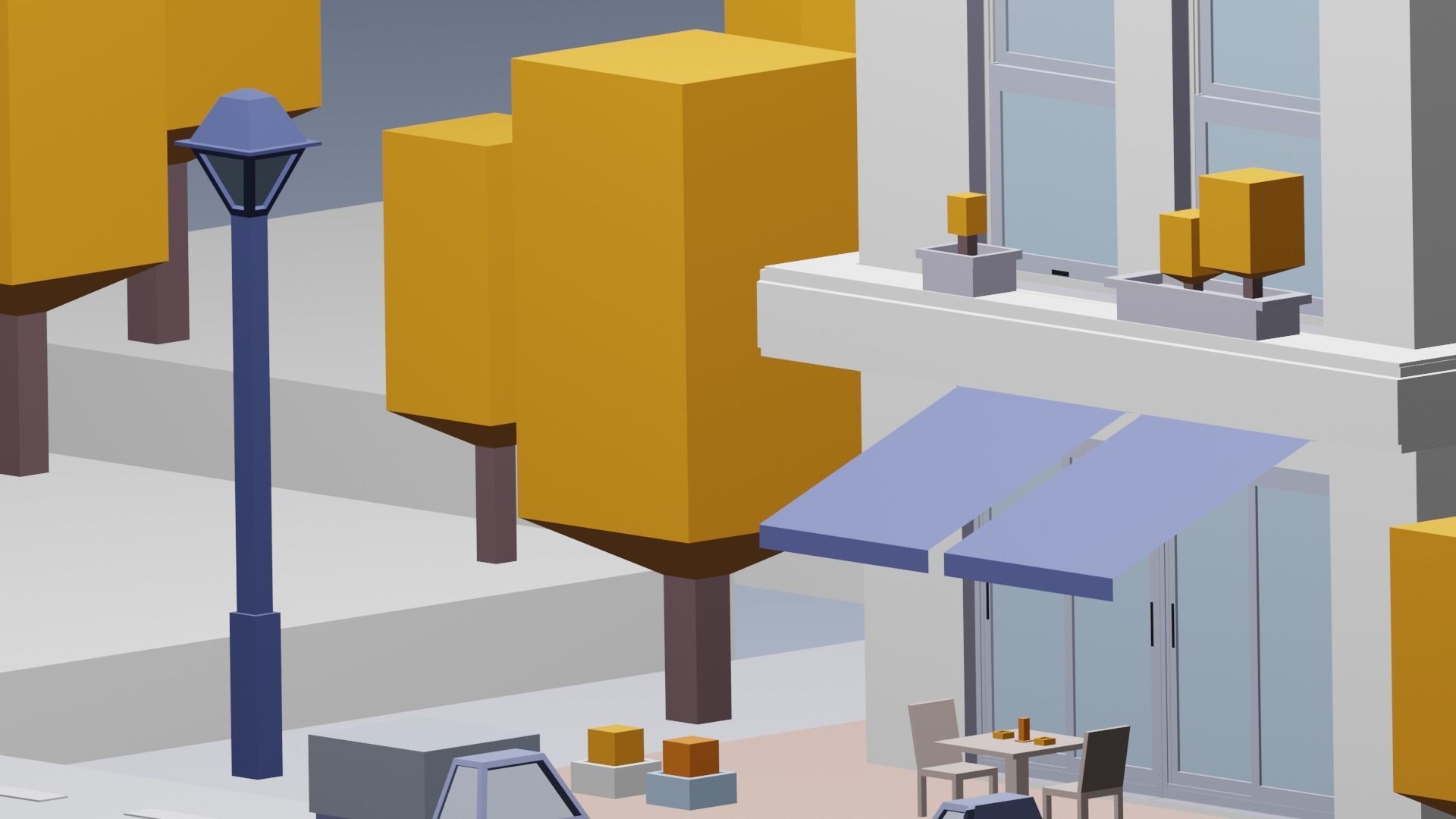 low-poly cafe building  3D model_4