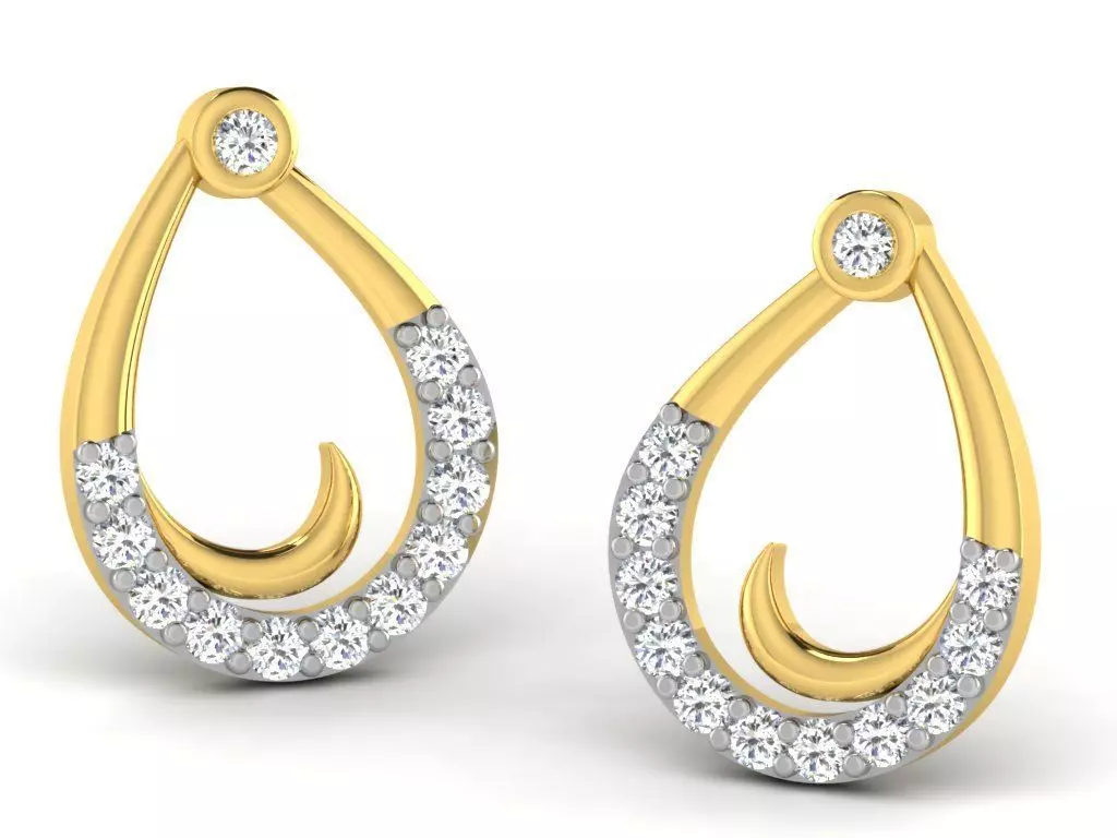 Gold Diamond Women Earring 3D print Model 3D print model
