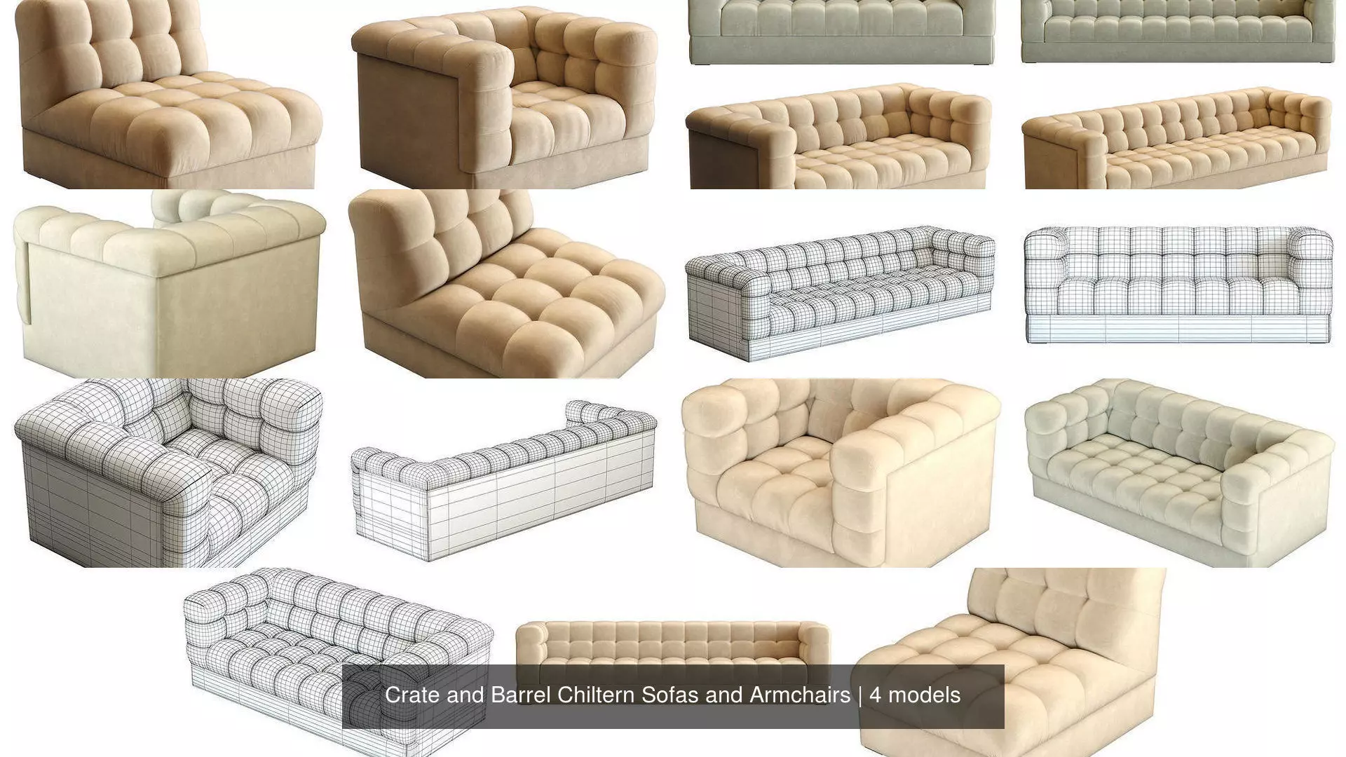 Crate and Barrel Chiltern Sofas and Armchairs 3D Model Collection_1