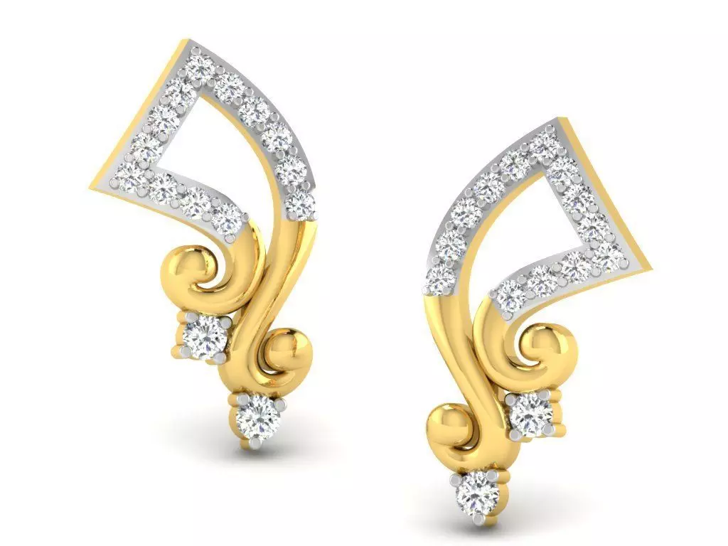 Gold Diamond Women Earring 3D print Model 3D print model