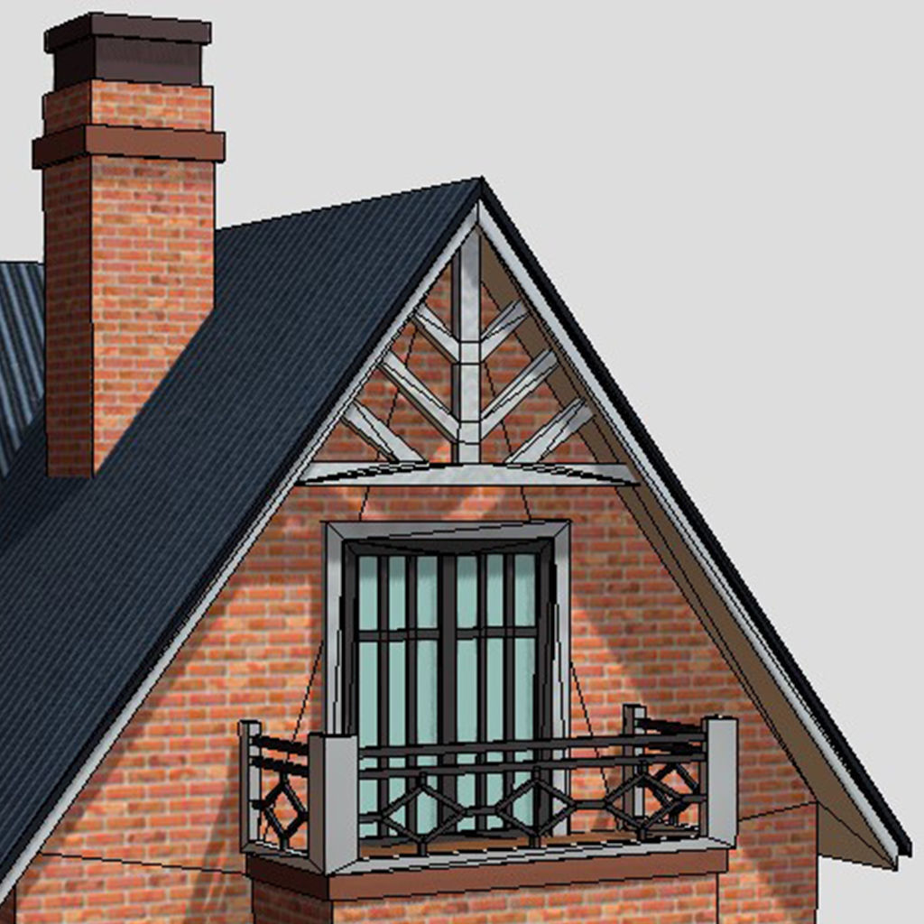 American Style Cottage - Town House Model  Low-poly 3D model_7