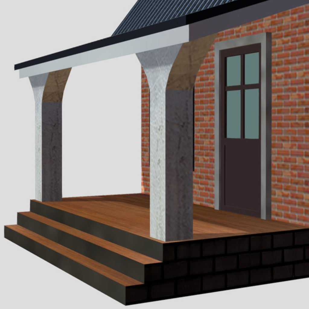 American Style Cottage - Town House Model  Low-poly 3D model_4