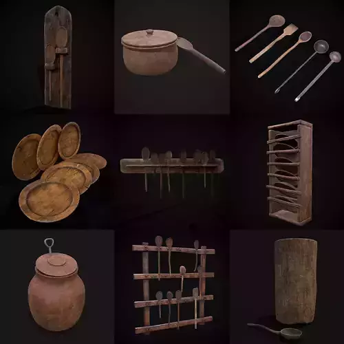 Medieval Prop Mix Forty Eight 3D Model Collection