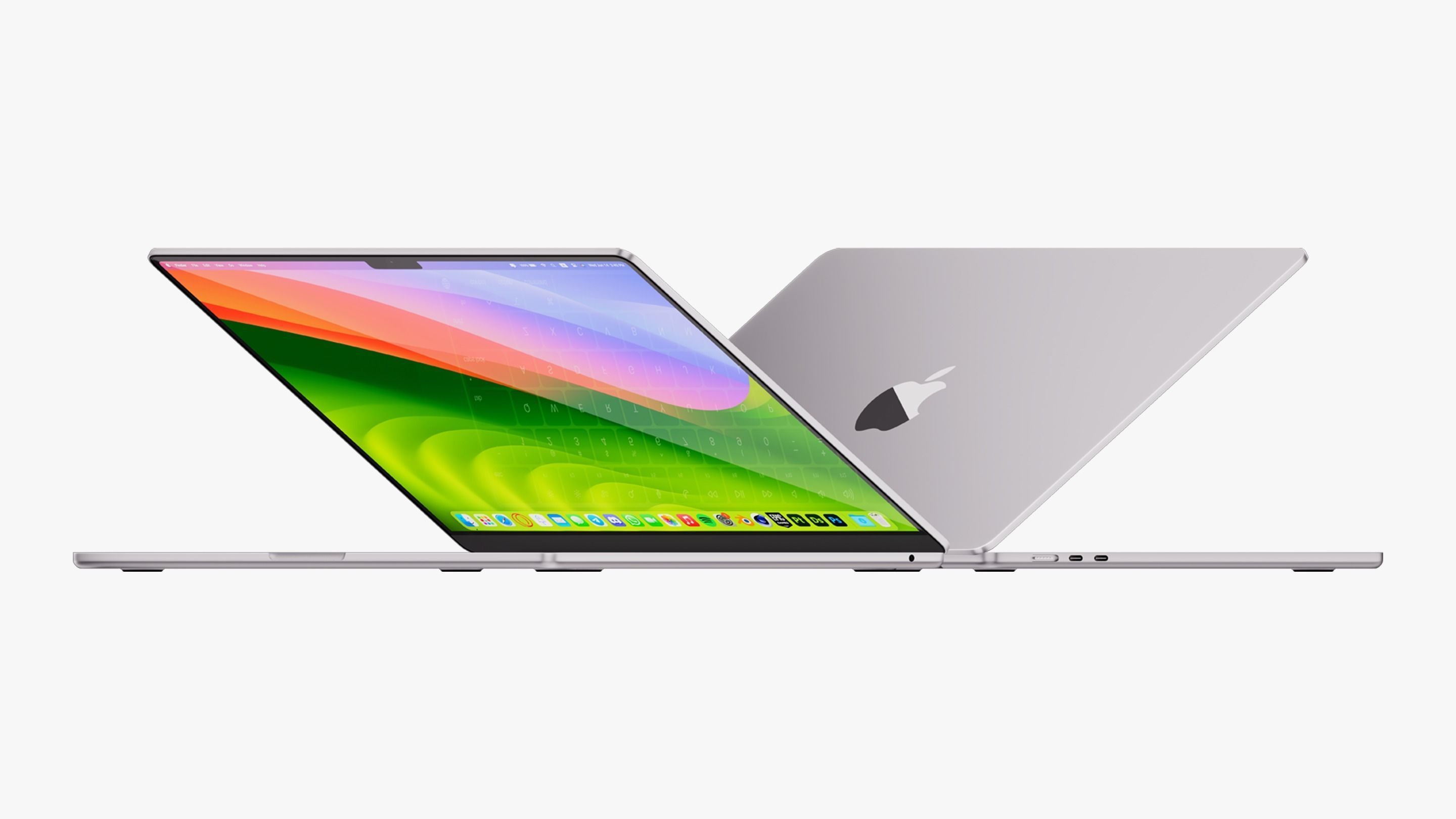 Apple MacBook Air 15 inch Silver 2023 With Magic Mouse 3D model_2