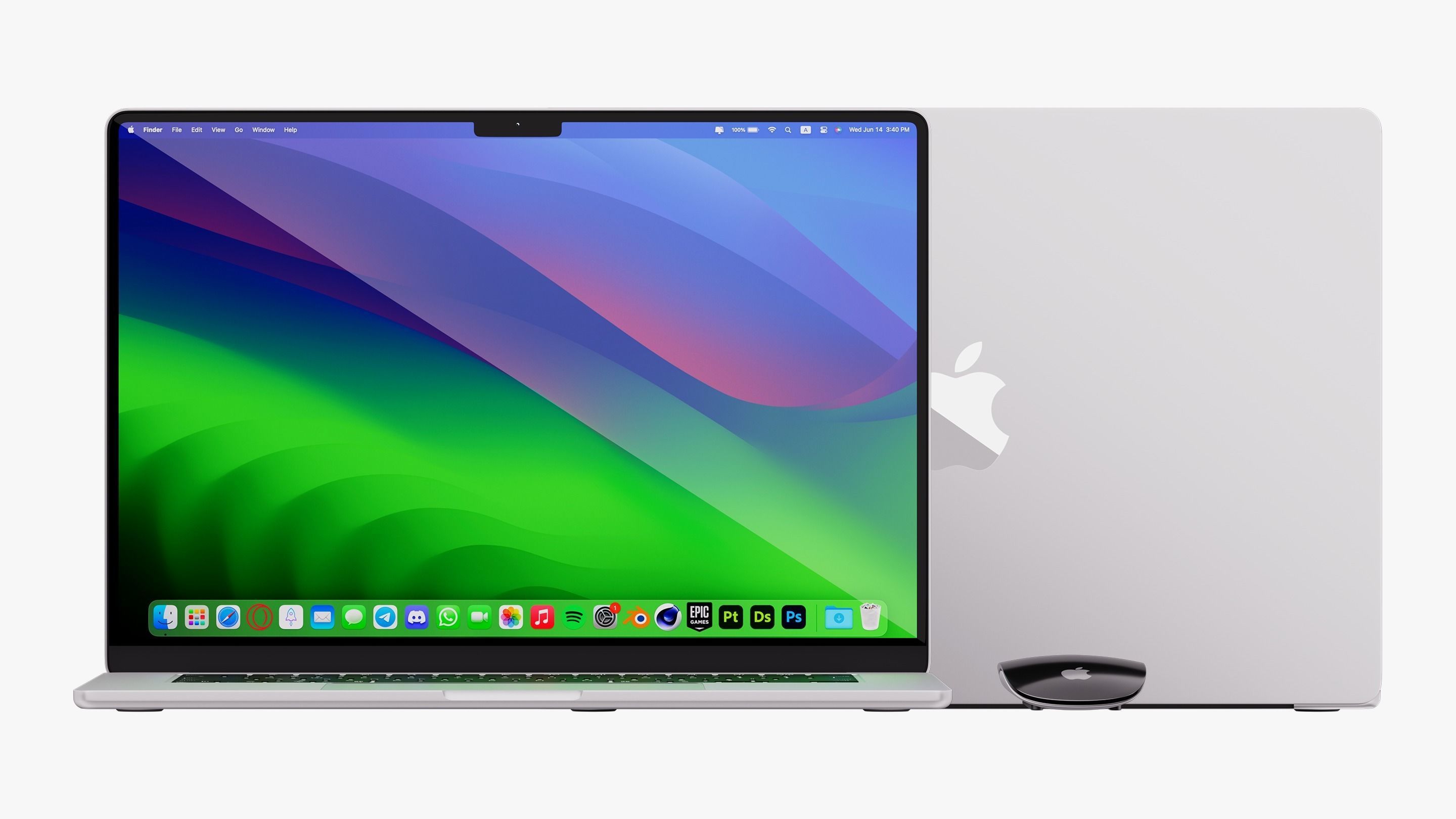 Apple MacBook Air 15 inch Silver 2023 With Magic Mouse 3D model_7