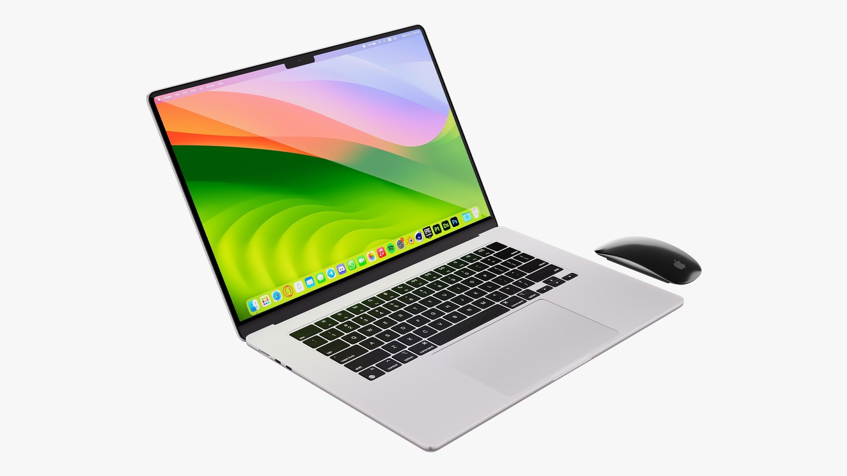 Apple MacBook Air 15 inch Silver 2023 With Magic Mouse 3D model_9