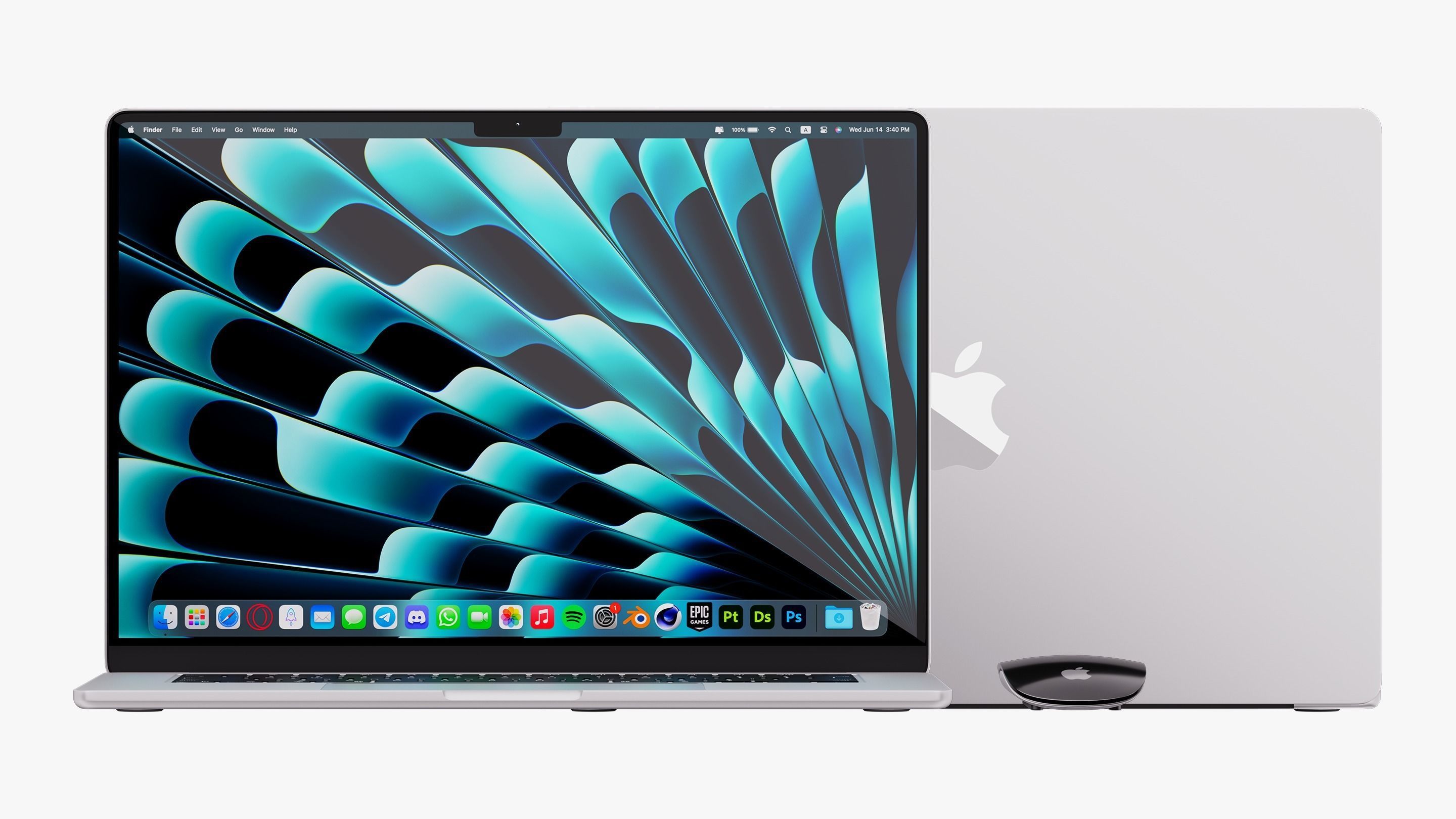 Apple MacBook Air 15 inch Silver 2023 With Magic Mouse 3D model_5