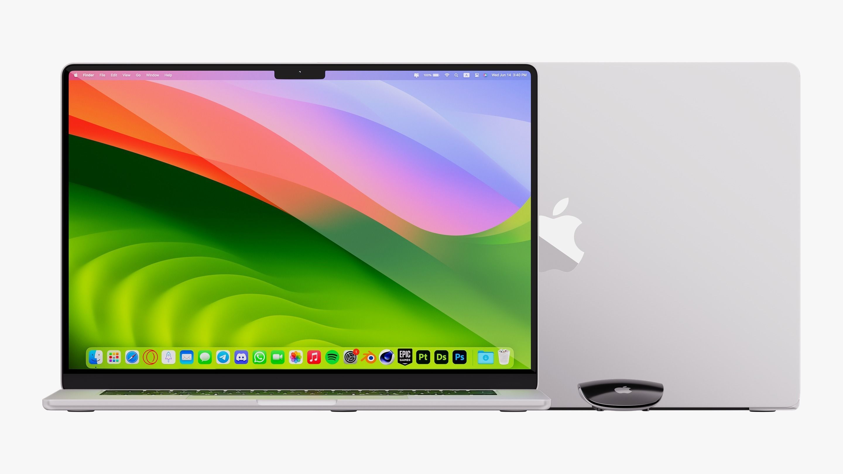 Apple MacBook Air 15 inch Silver 2023 With Magic Mouse 3D model_6