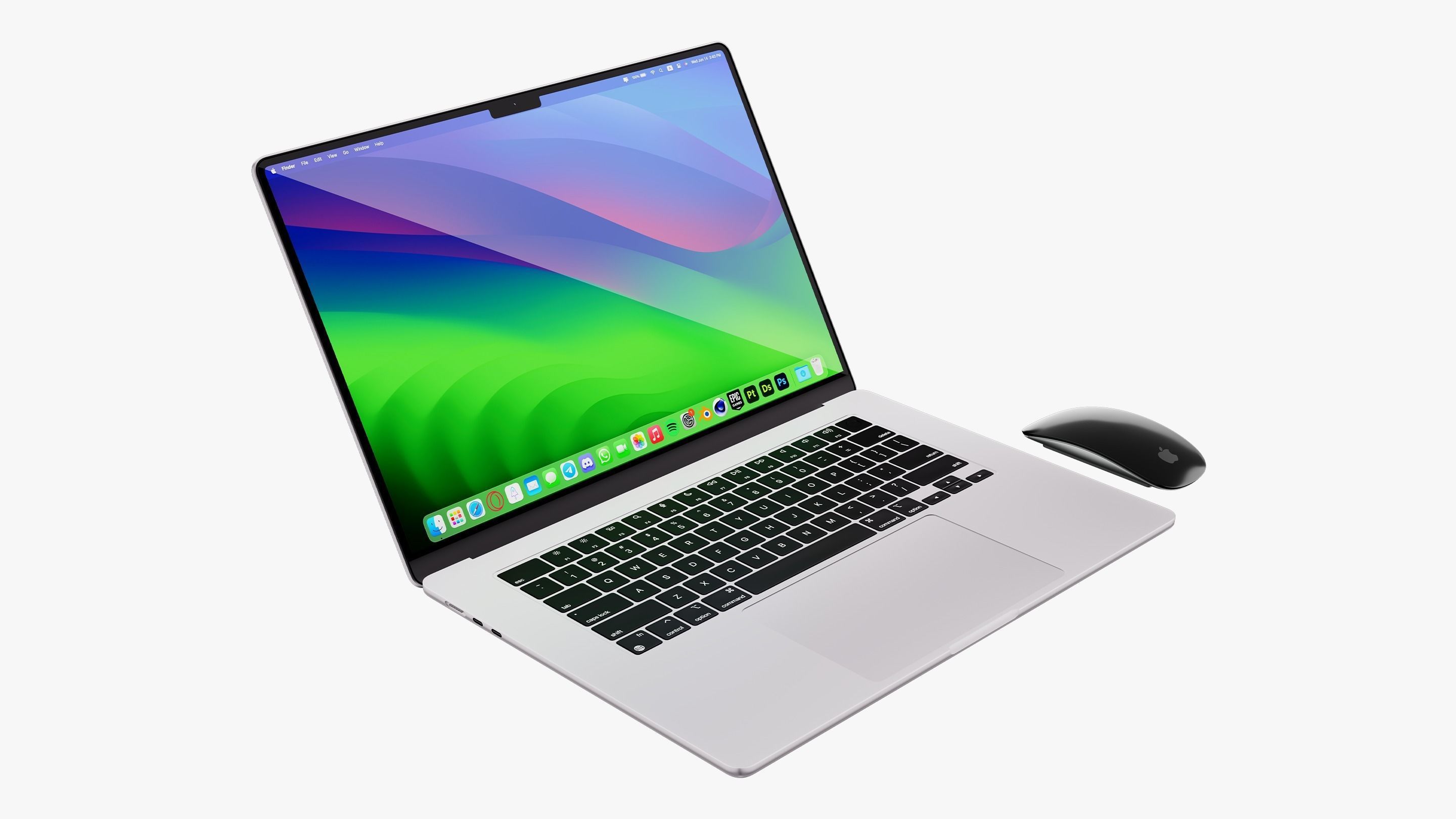 Apple MacBook Air 15 inch Silver 2023 With Magic Mouse 3D model_10