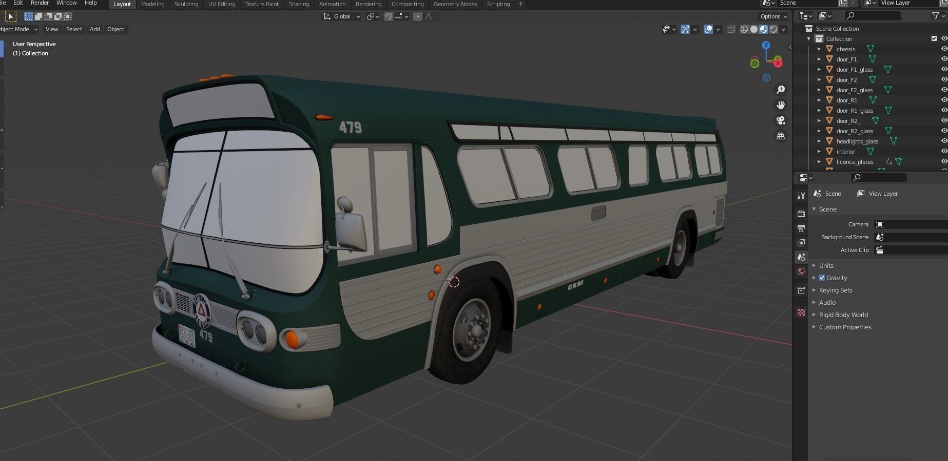 City bus Low-poly 3D model_43