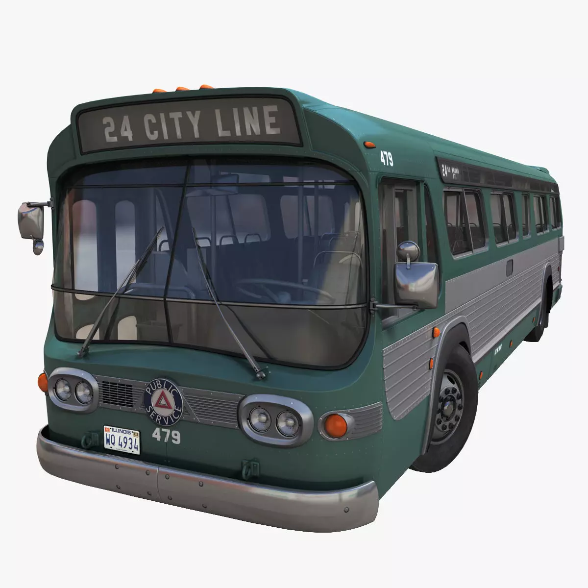 City bus Low-poly 3D model_0