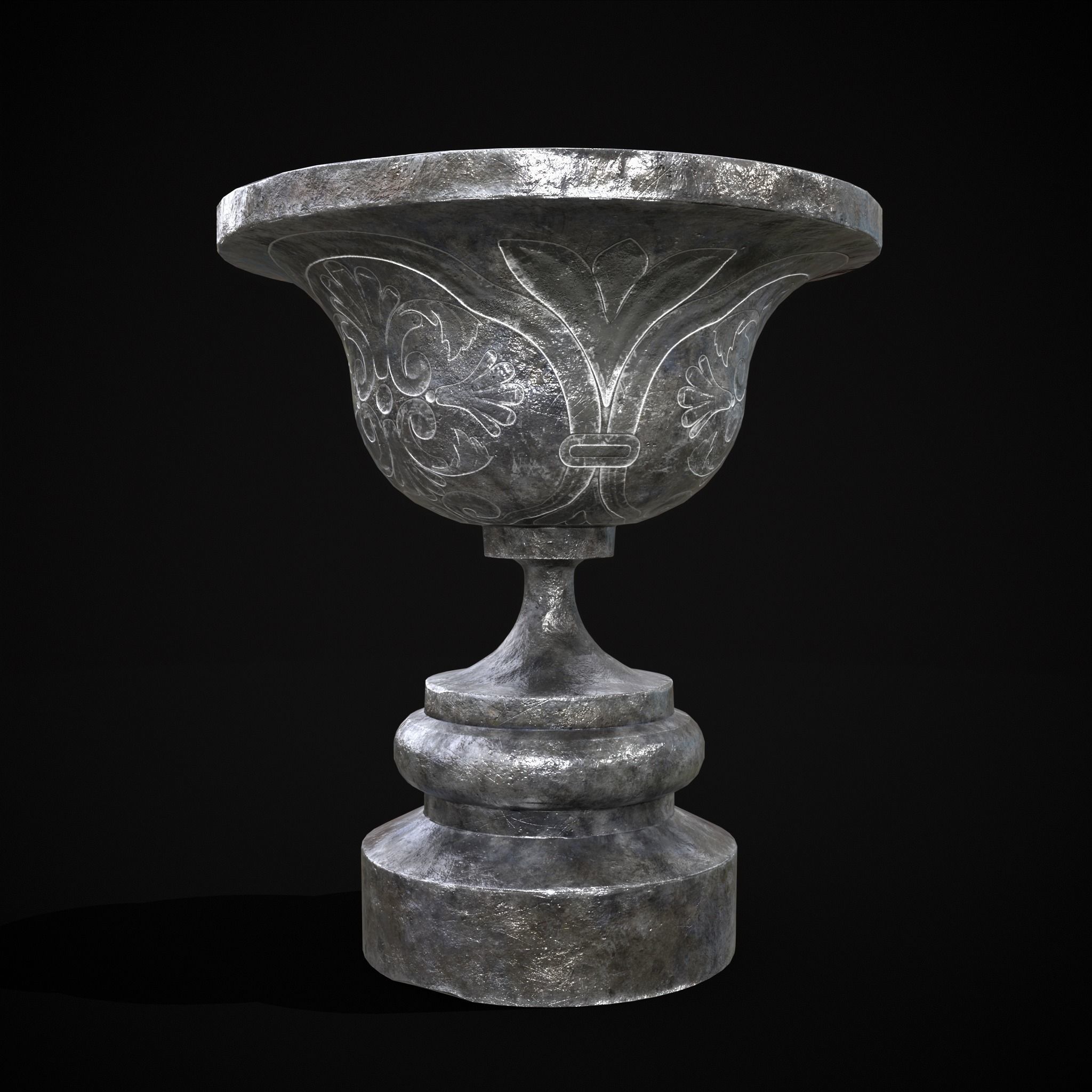 Flowered Iron Vase Low-poly 3D model_11