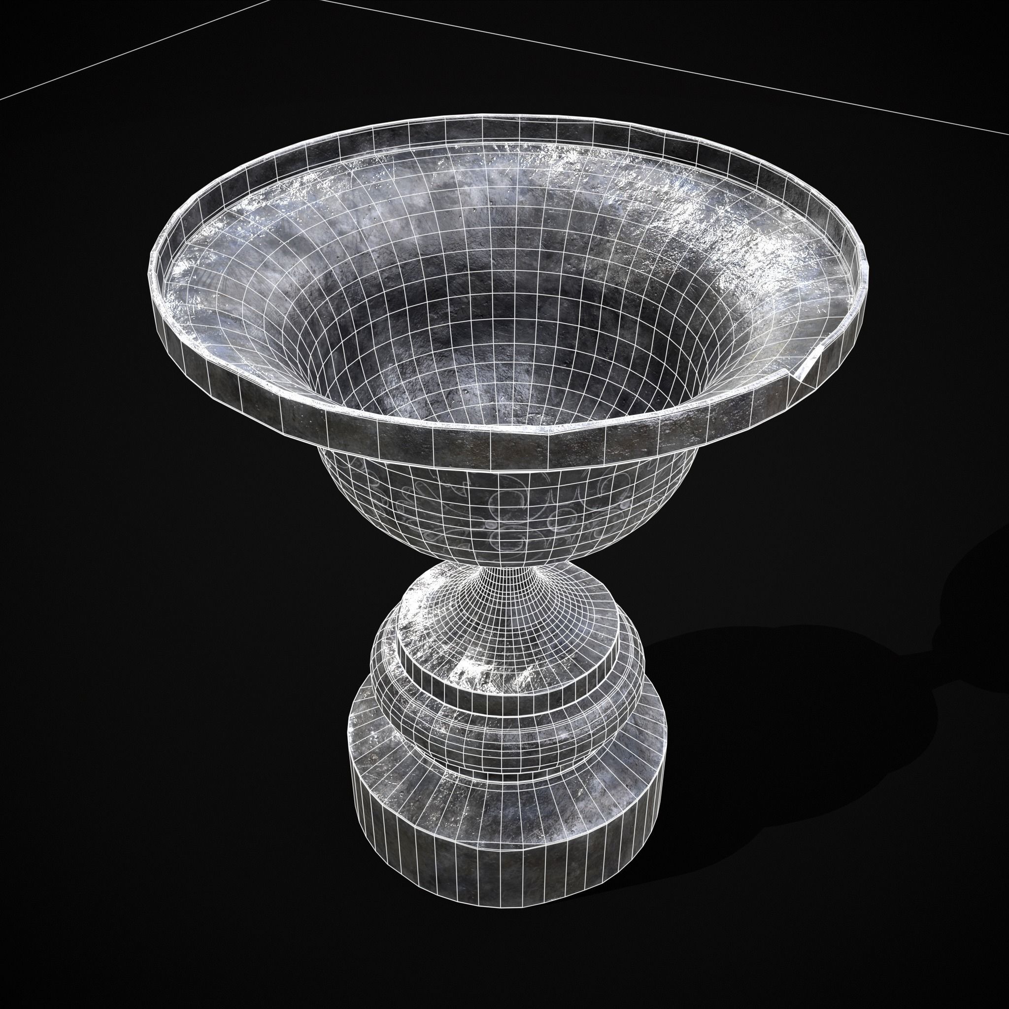 Flowered Iron Vase Low-poly 3D model_4