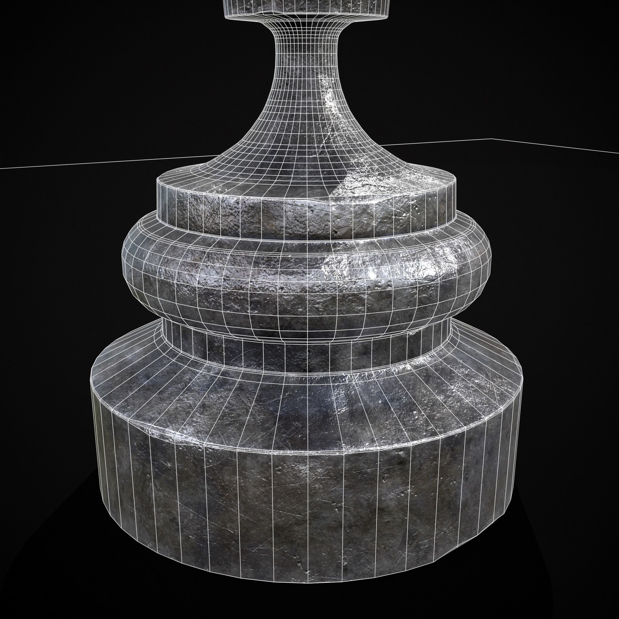 Flowered Iron Vase Low-poly 3D model_8