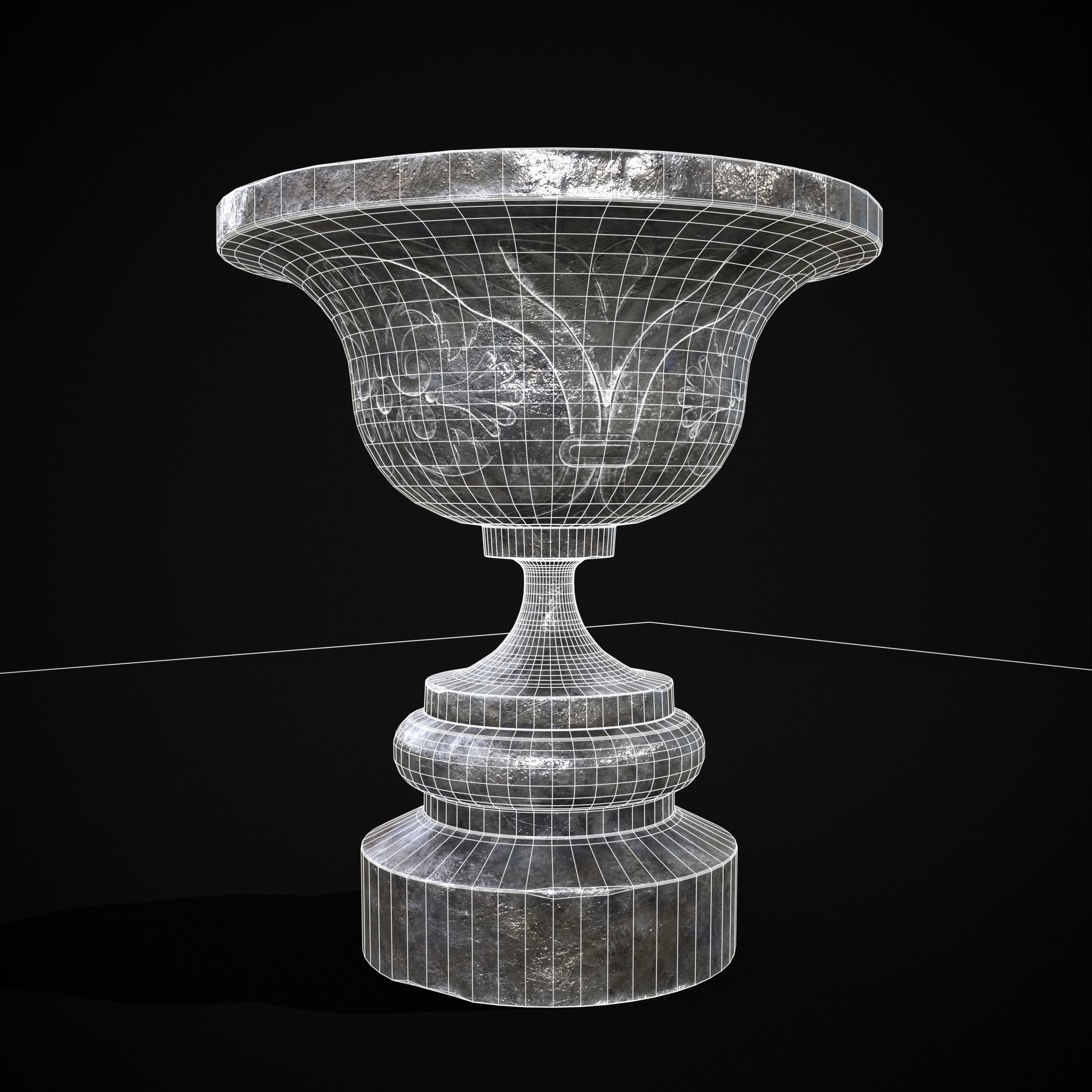 Flowered Iron Vase Low-poly 3D model_12