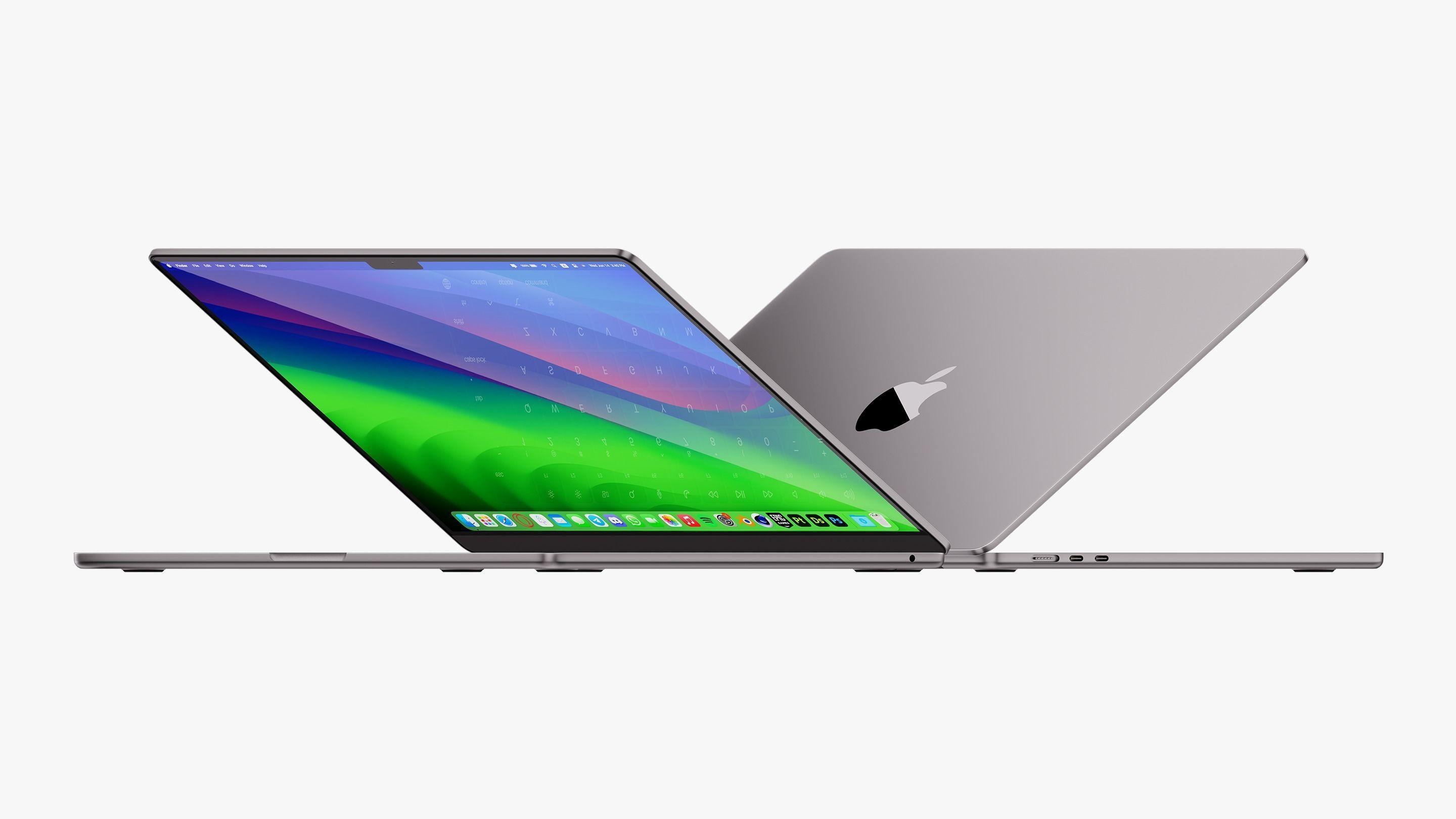 Apple MacBook Air 15 inch Space Gray 2023 With Magic Mouse 3D model_3