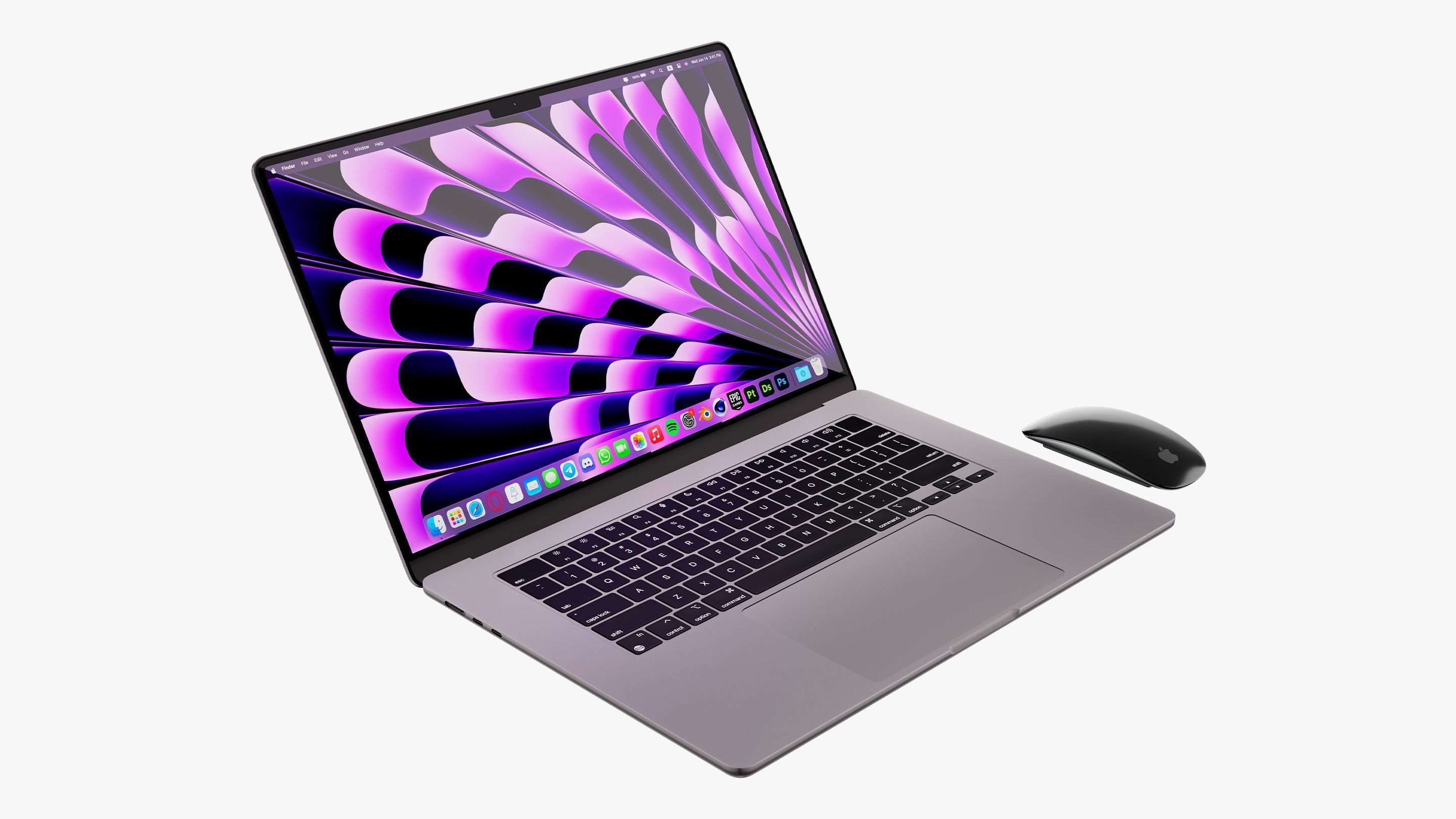 Apple MacBook Air 15 inch Space Gray 2023 With Magic Mouse 3D model_8