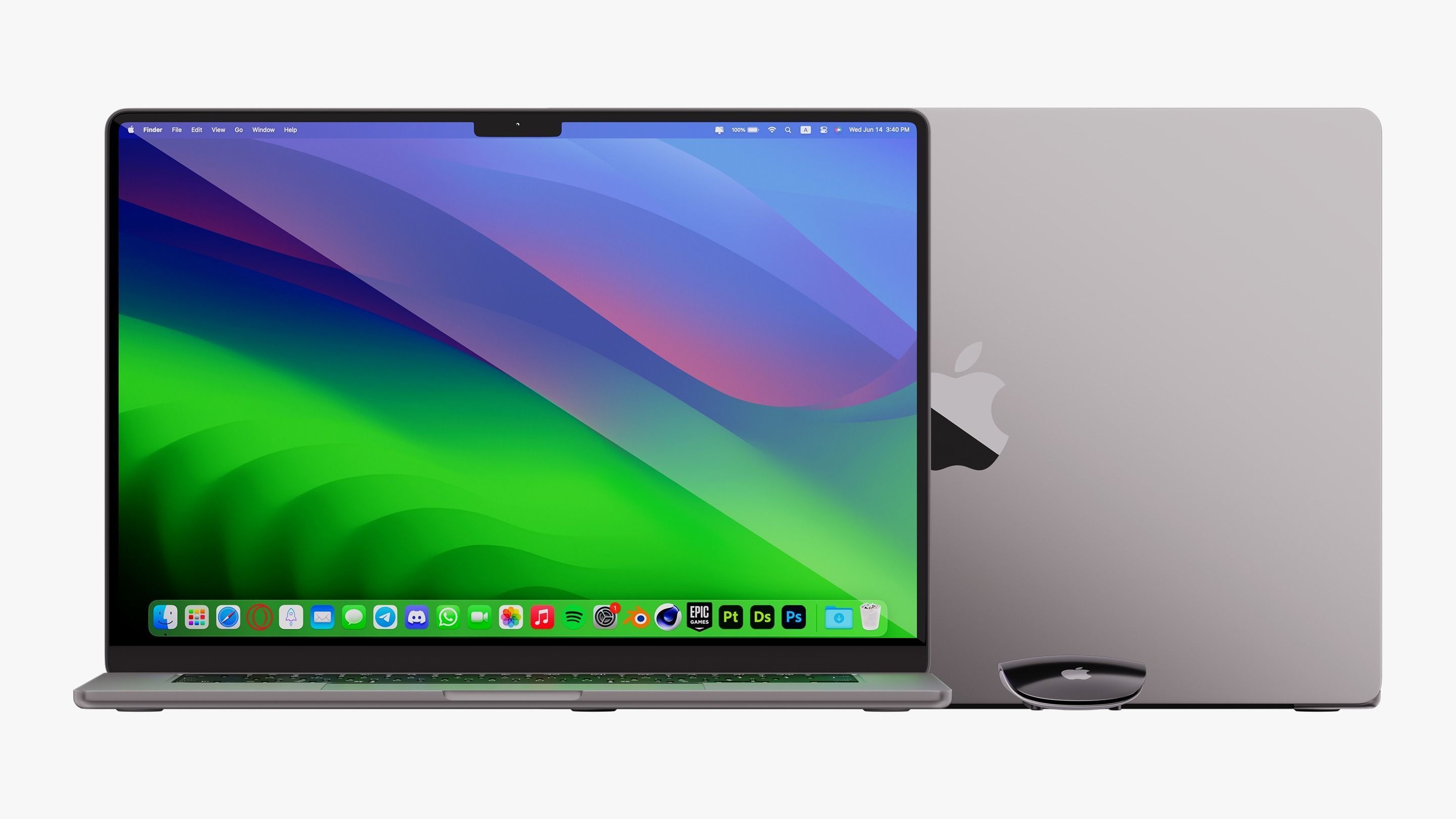 Apple MacBook Air 15 inch Space Gray 2023 With Magic Mouse 3D model_7