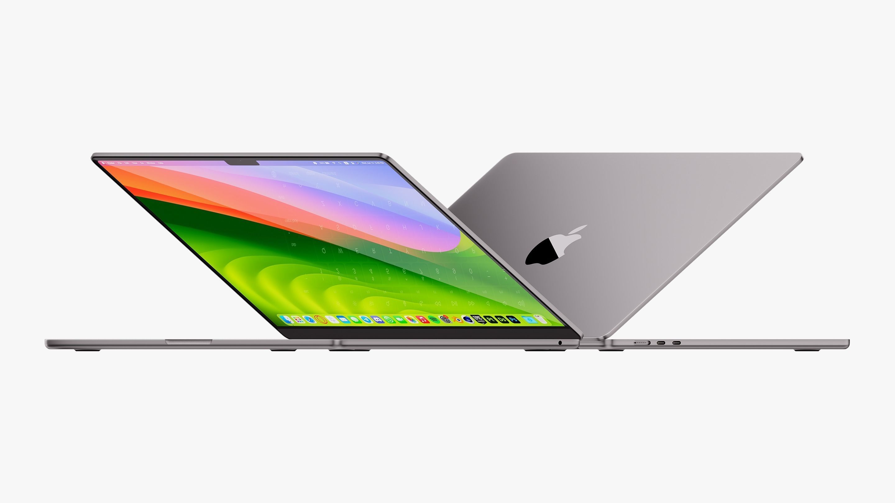 Apple MacBook Air 15 inch Space Gray 2023 With Magic Mouse 3D model_2