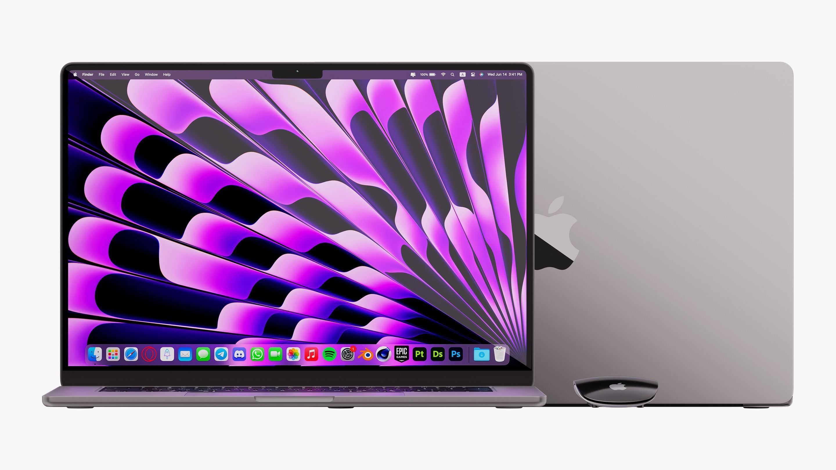 Apple MacBook Air 15 inch Space Gray 2023 With Magic Mouse 3D model_5