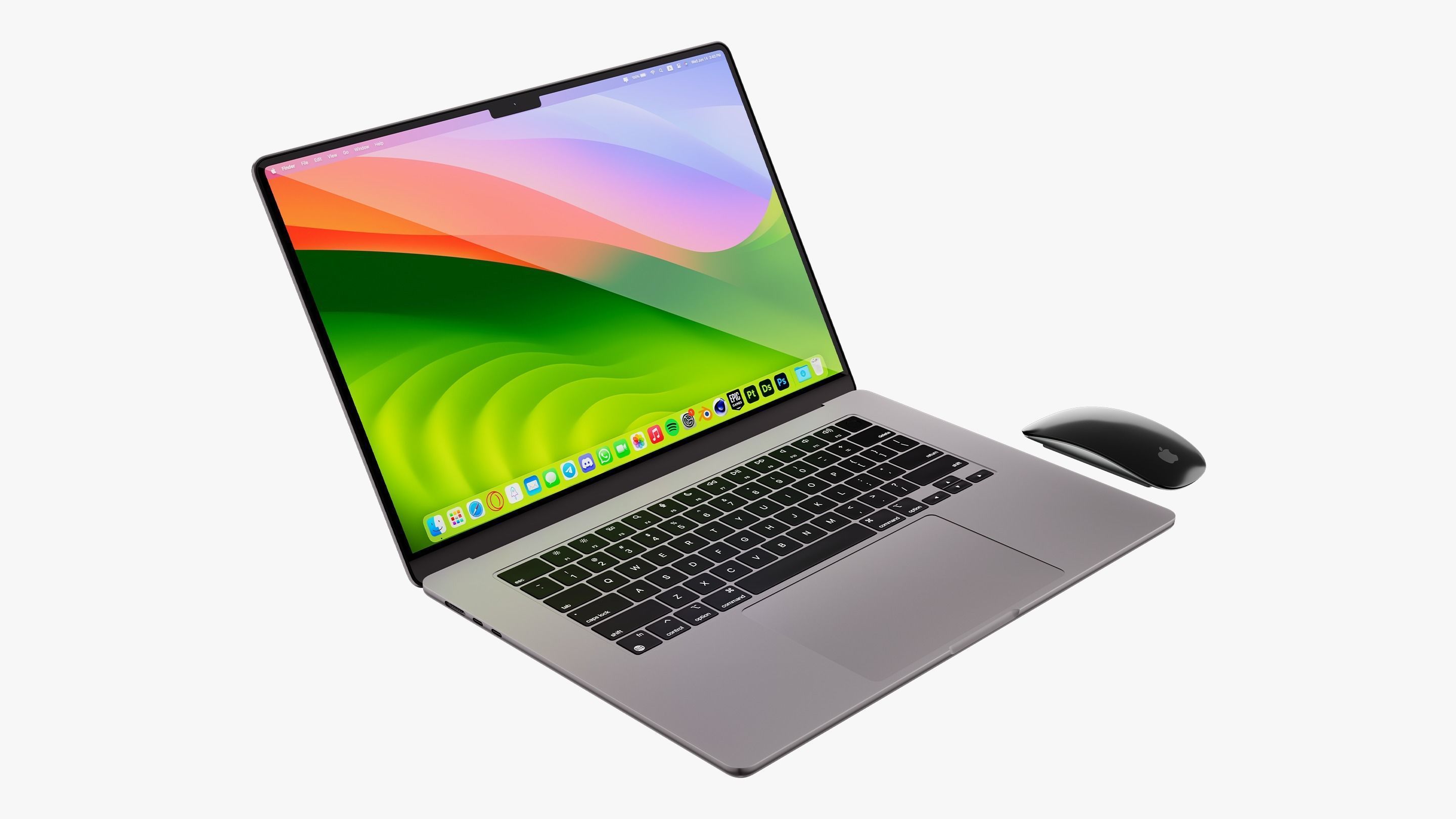 Apple MacBook Air 15 inch Space Gray 2023 With Magic Mouse 3D model_9