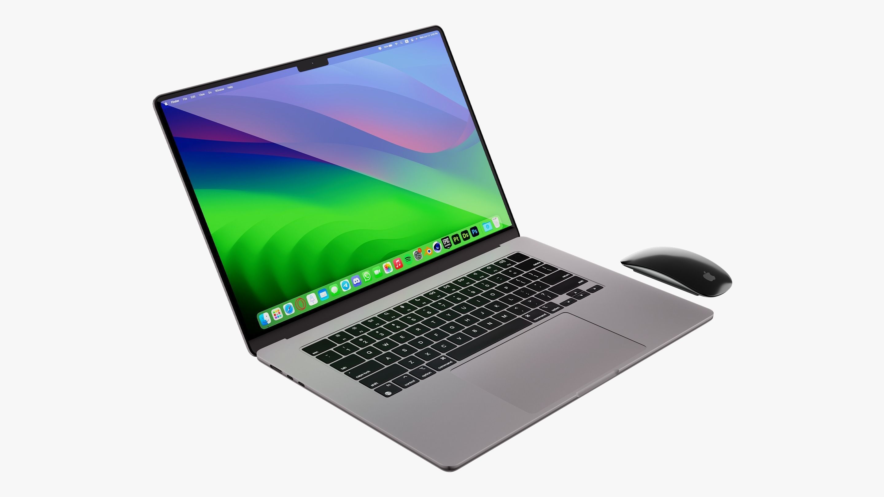 Apple MacBook Air 15 inch Space Gray 2023 With Magic Mouse 3D model_10