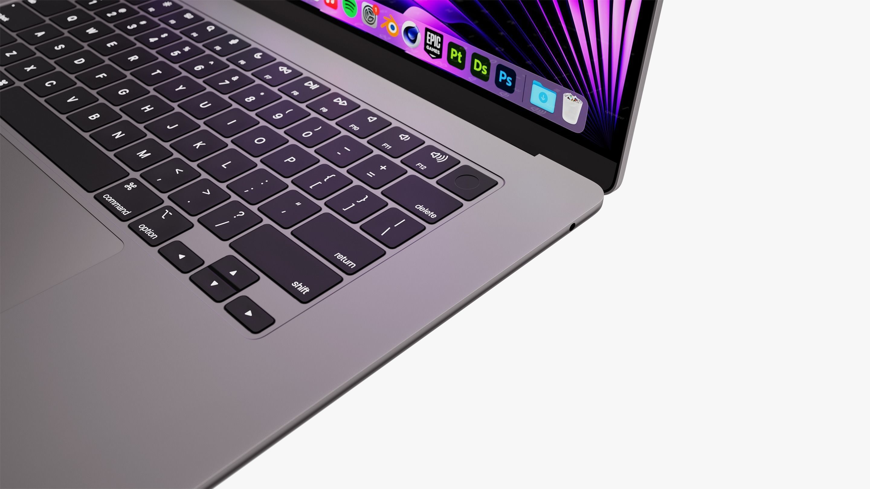 Apple MacBook Air 15 inch Space Gray 2023 With Magic Mouse 3D model_18