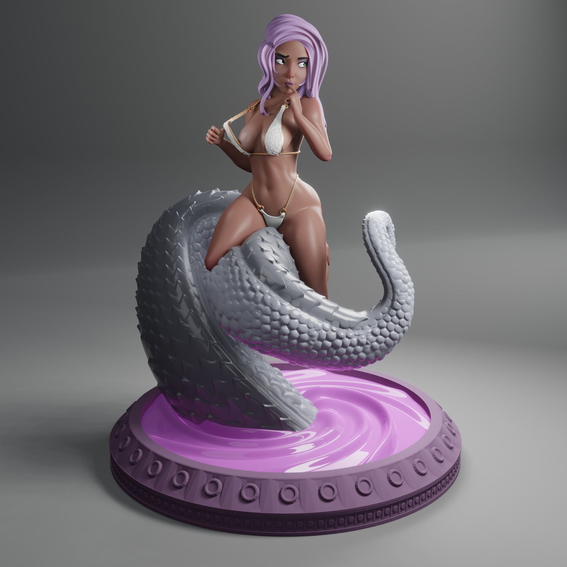 Tentacle Pinup Girl - presupported - QB Works 3D print model_1