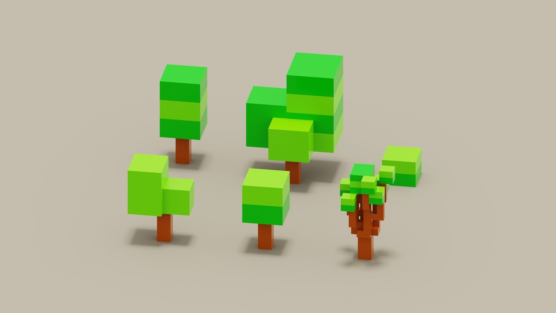 Isometric 3d Tree Set Low-poly 3D model_5