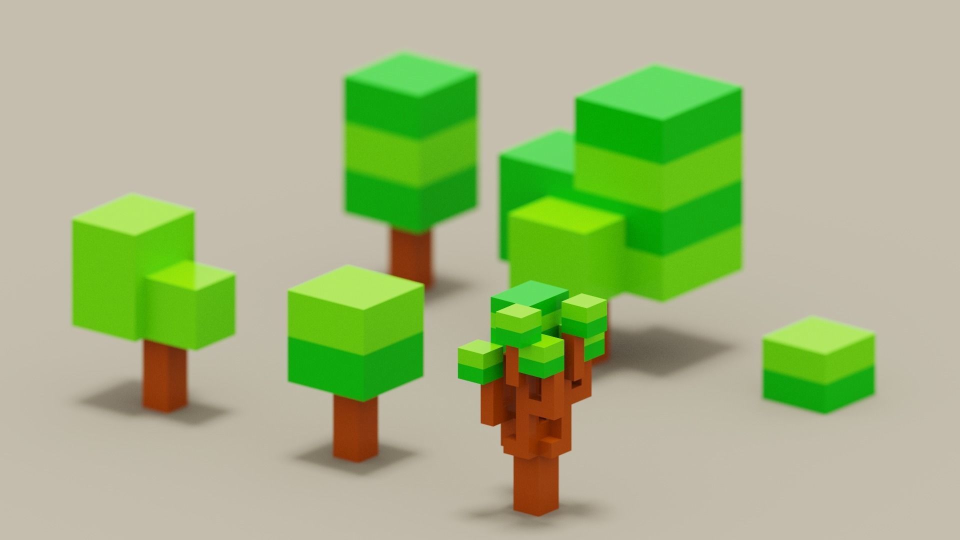 Isometric 3d Tree Set Low-poly 3D model_2