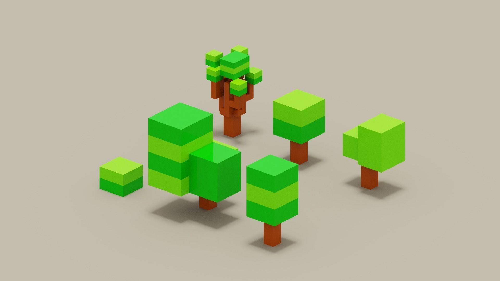 Isometric 3d Tree Set Low-poly 3D model_14