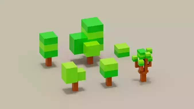 Isometric 3d Tree Set