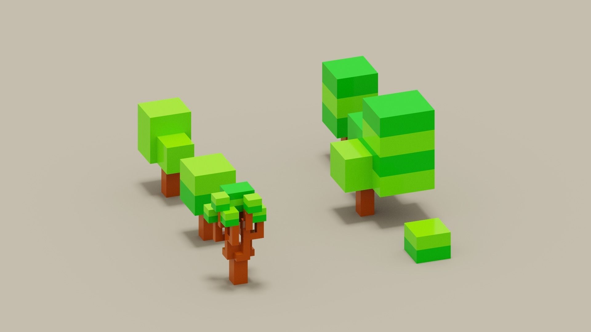 Isometric 3d Tree Set Low-poly 3D model_7