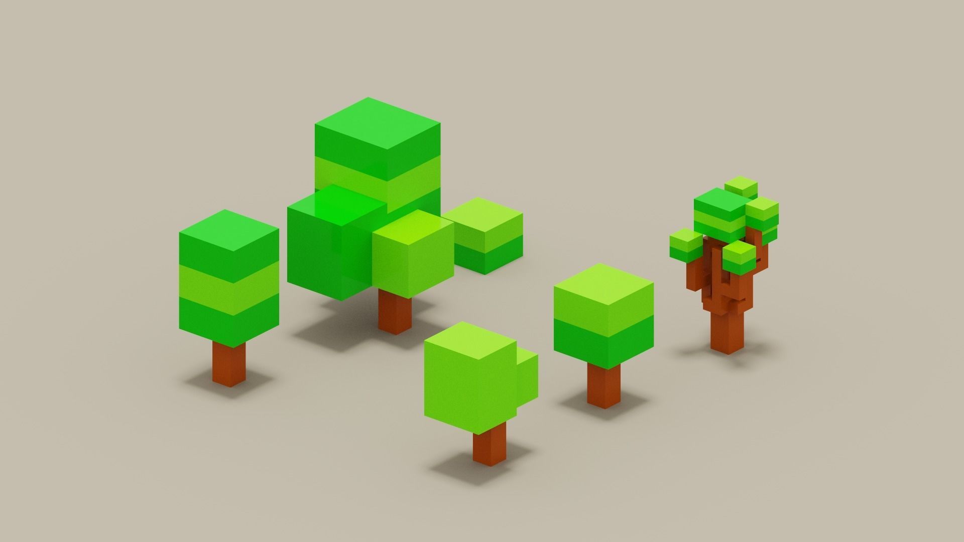 Isometric 3d Tree Set Low-poly 3D model_17