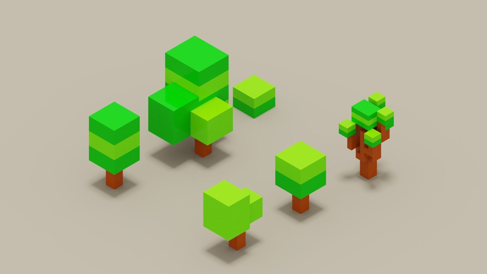 Isometric 3d Tree Set Low-poly 3D model_4
