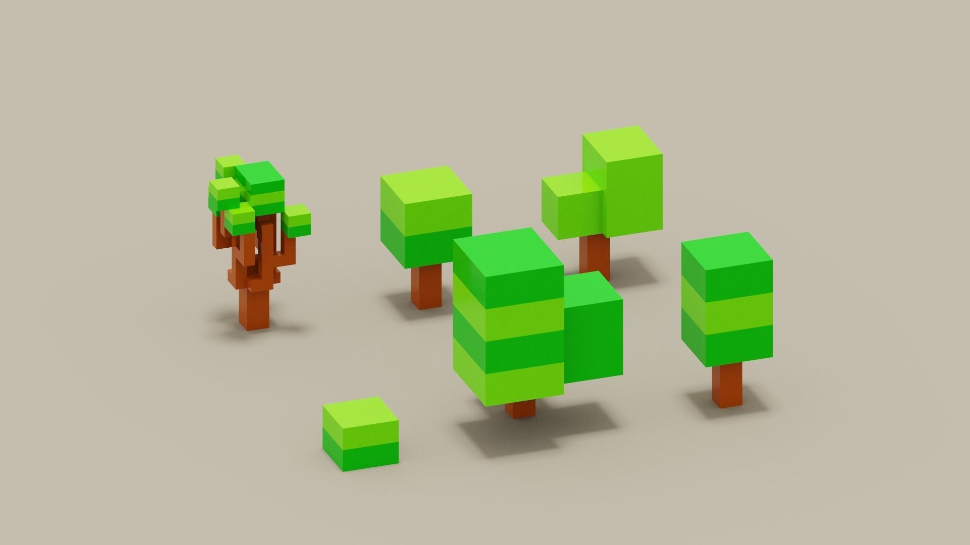 Isometric 3d Tree Set Low-poly 3D model_12
