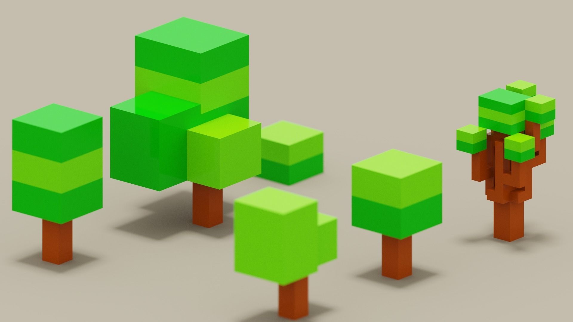 Isometric 3d Tree Set Low-poly 3D model_3