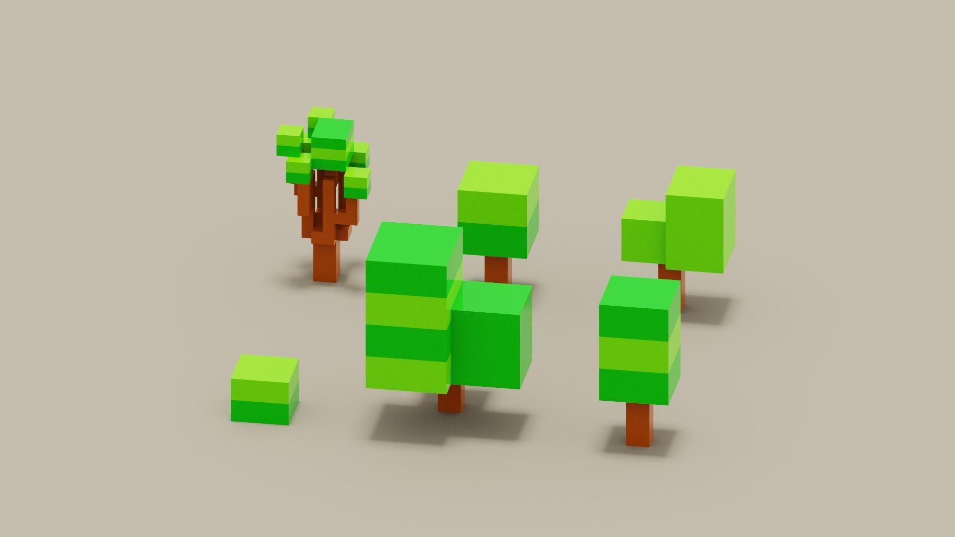 Isometric 3d Tree Set Low-poly 3D model_13