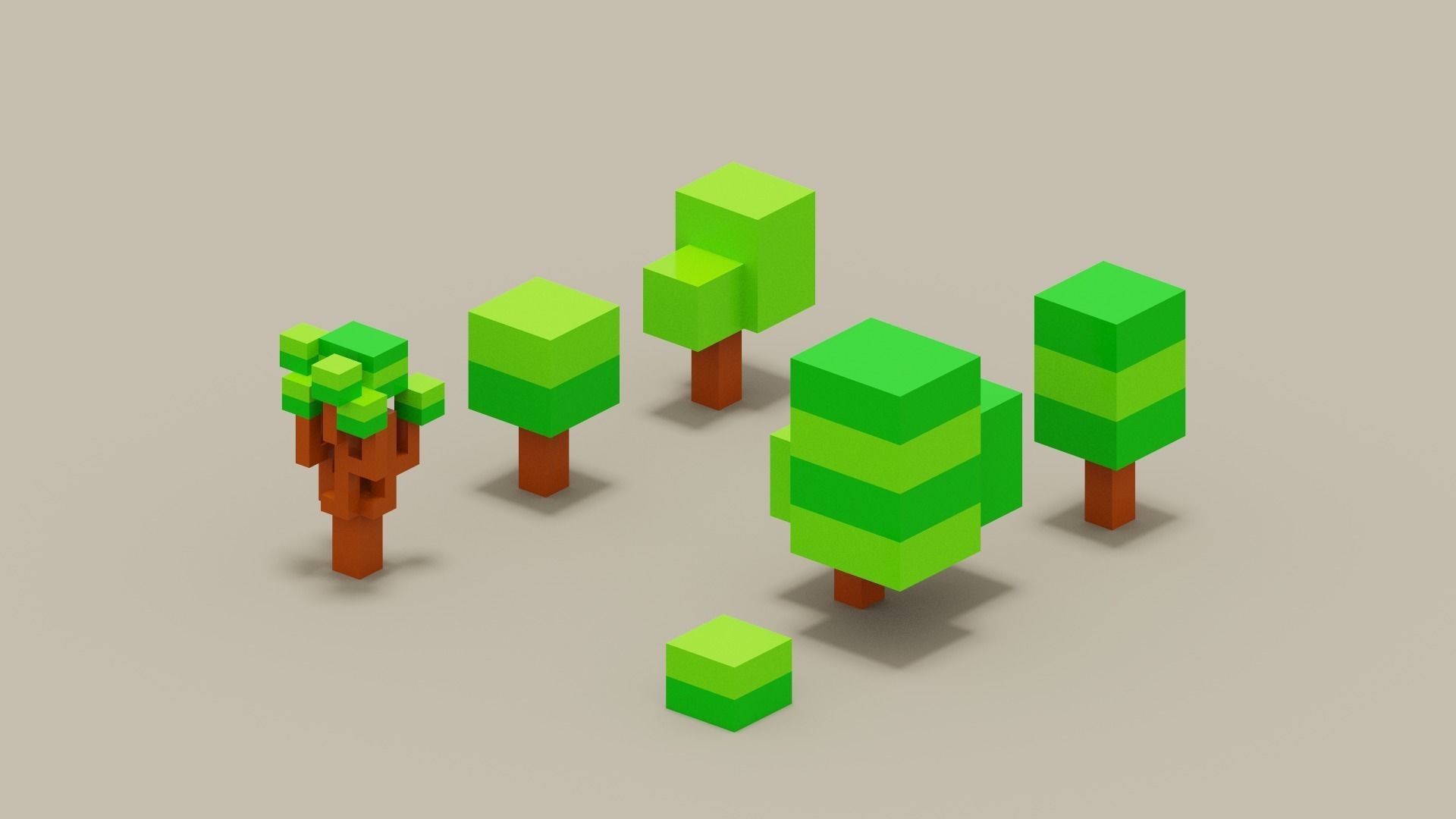 Isometric 3d Tree Set Low-poly 3D model_10