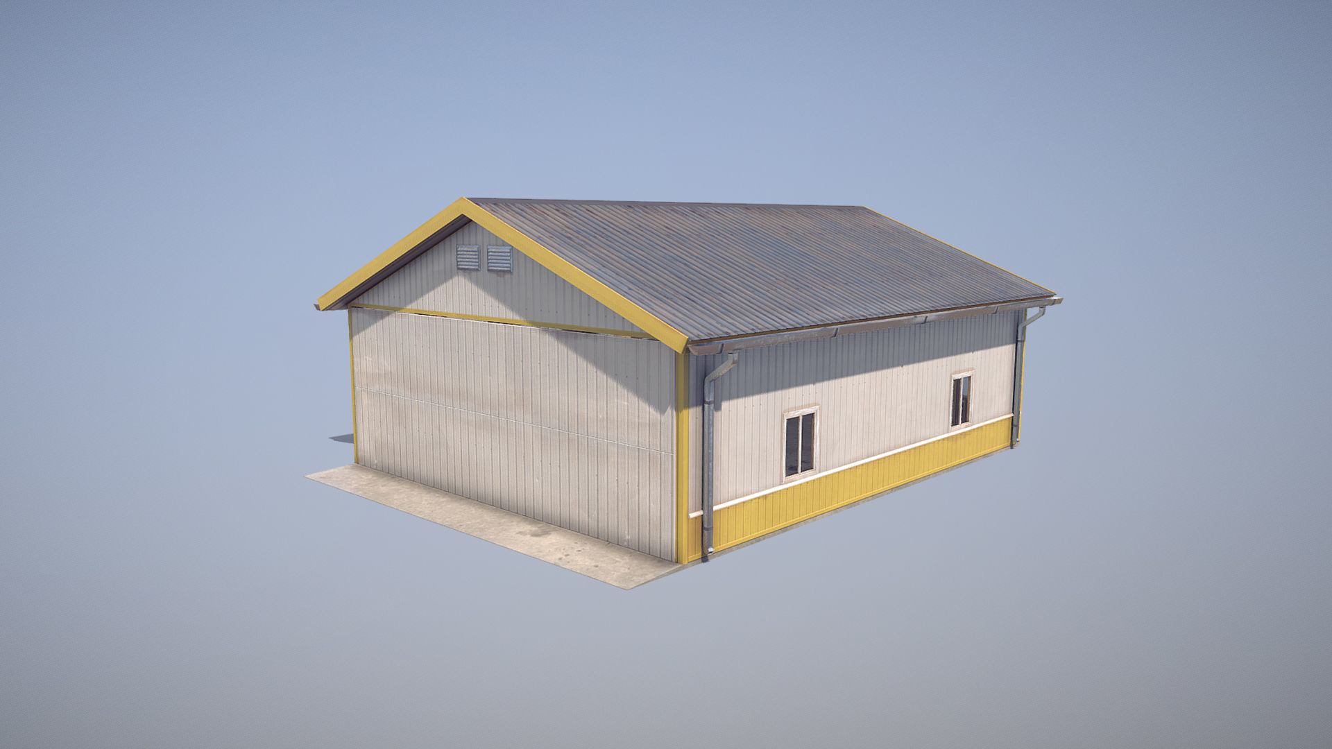 Airfield Hangar 12m Vr2 YELLOW Low-poly 3D model_6