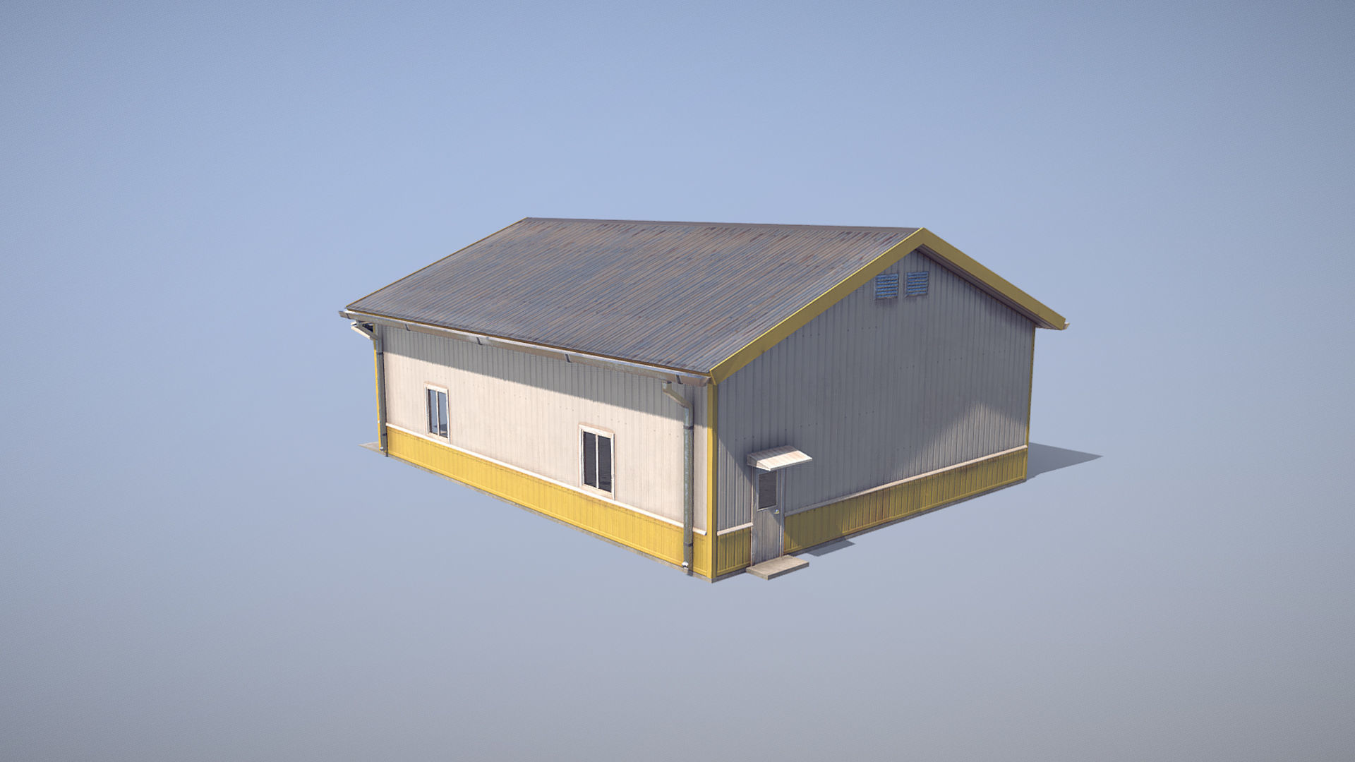 Airfield Hangar 12m Vr2 YELLOW Low-poly 3D model_3