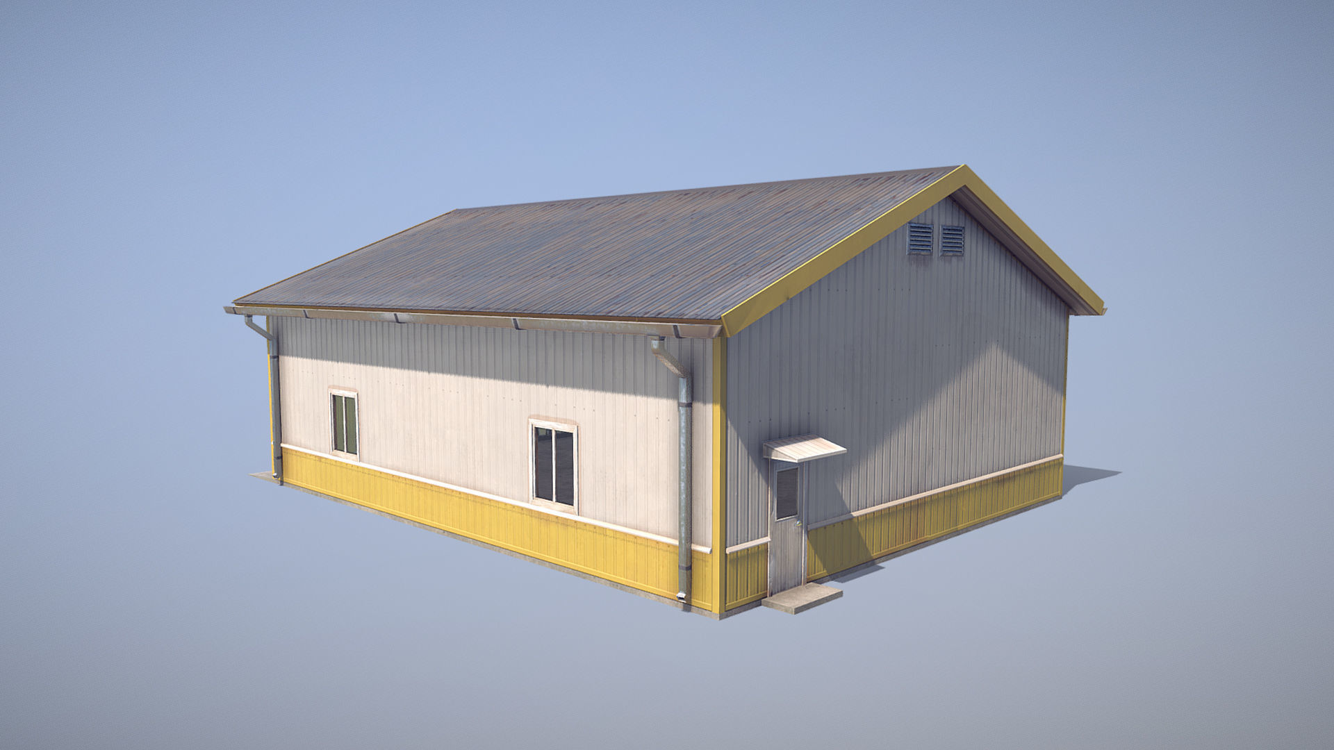 Airfield Hangar 12m Vr2 YELLOW Low-poly 3D model_7