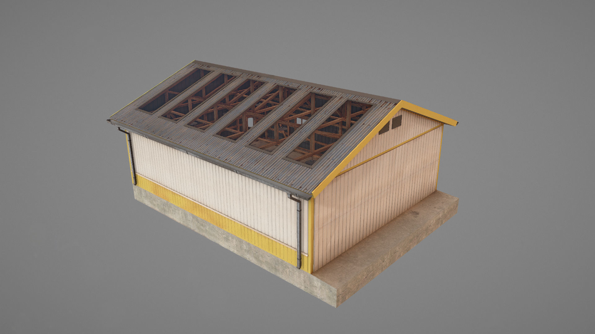 Airfield Hangar 12m Vr2 YELLOW Low-poly 3D model_16