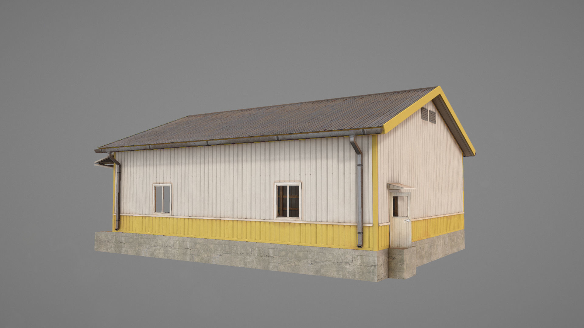 Airfield Hangar 12m Vr2 YELLOW Low-poly 3D model_17
