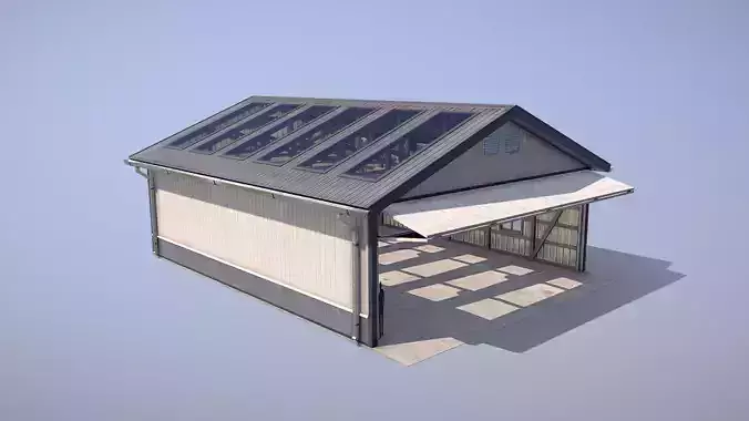 Airfield Hangar 12m Vr2 DARK Low-poly 3D model