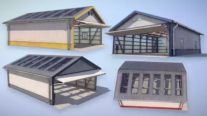 Airfield Hangar 12m Vr2 Low-poly 3D model
