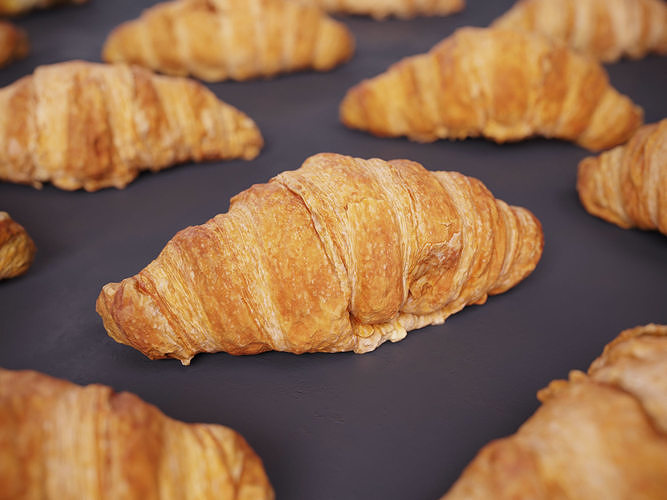 Mini butter croissants 3D model 2